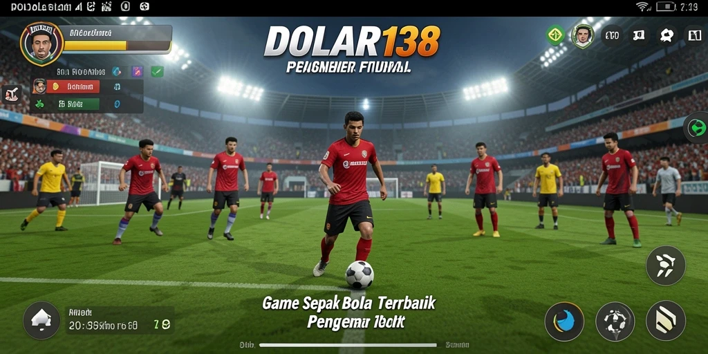 Screenshot gameplay DOLAR138 yang menunjukkan aksi menarik di lapangan sepak bola.