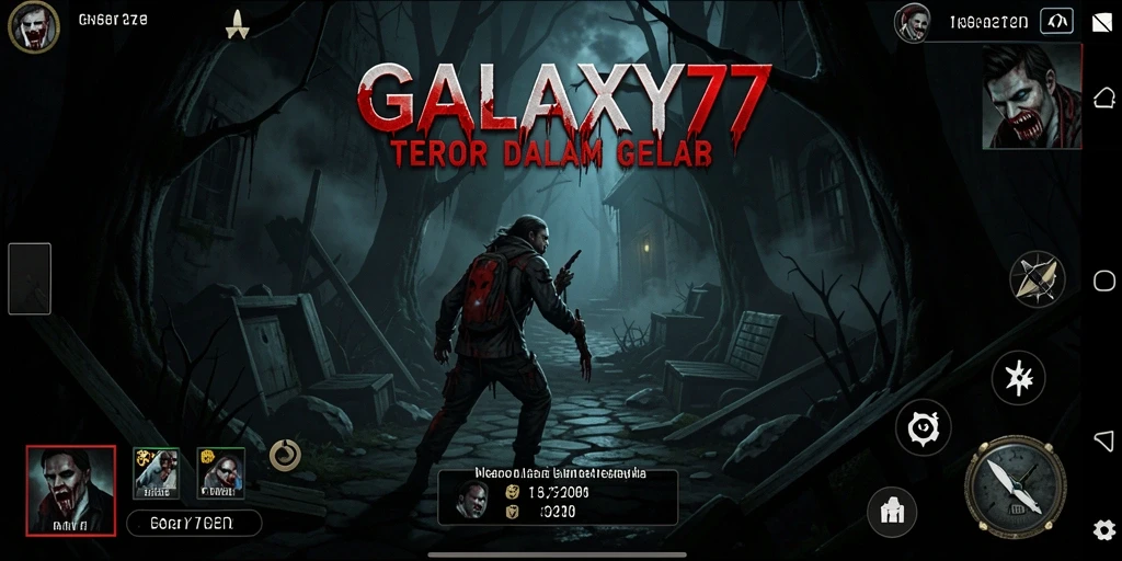 Tampilan gameplay GALAXY77 yang mencekam dan penuh misteri.