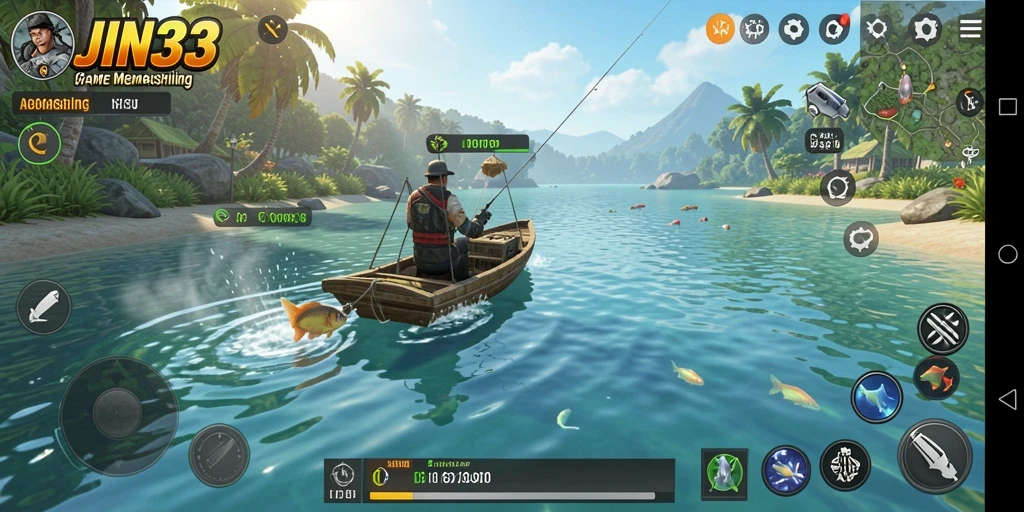 Tampilan gameplay JIN33 dengan aksi memancing yang seru dan menawan.