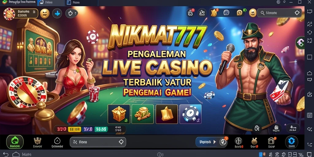 Screenshot gameplay NIKMAT777 menampilkan dealer langsung dan suasana kasino real-time.