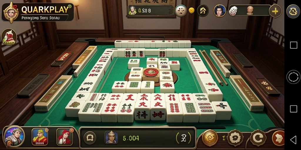 Tampilan gameplay seru dari QUARKPLAY yang menampilkan strategi Mahjong.