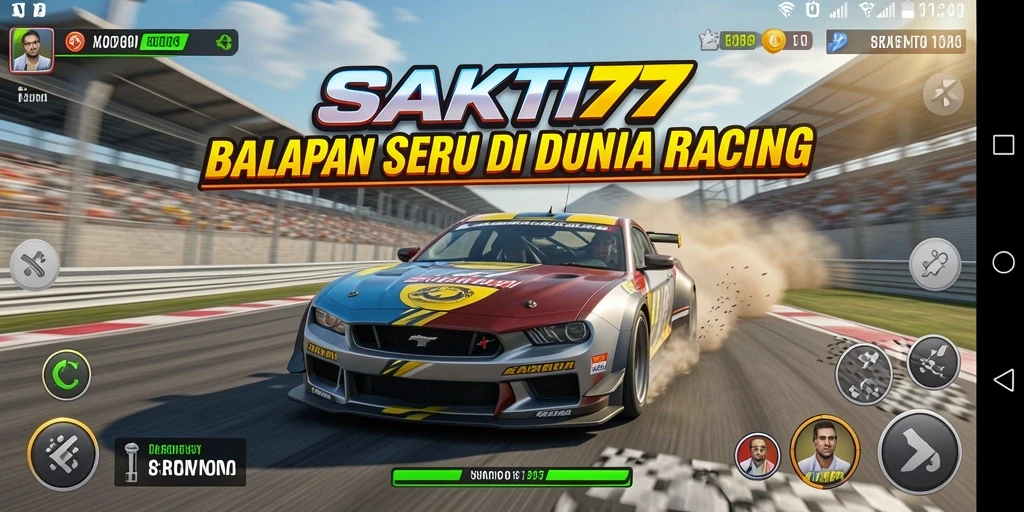Tampilan gameplay SAKTI77 dengan balapan seru di trek yang menantang.