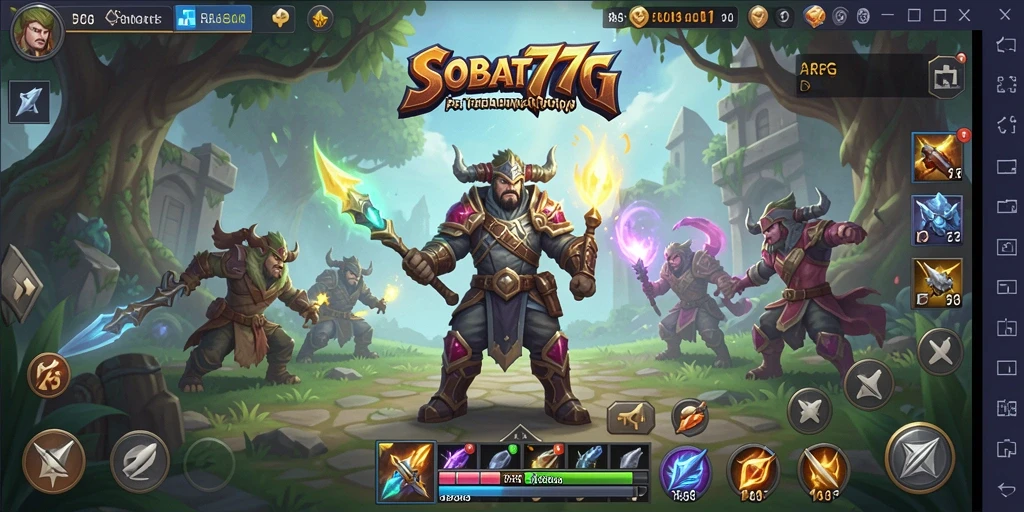 Tampilan gameplay SOBAT777 yang menampilkan pertempuran seru dan karakter yang hidup.