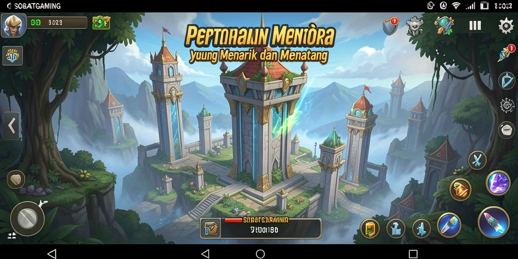 Tampilan gameplay menara pertahanan yang seru dan strategis.
