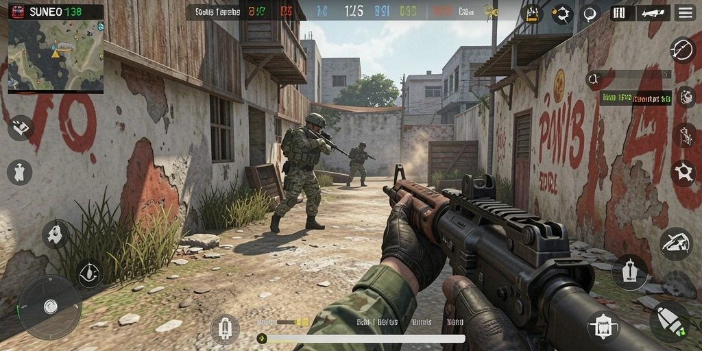 Screenshot SUNEO138 menampilkan aksi seru dalam gameplay FPS.