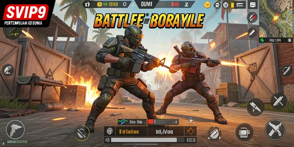 Gameplay seru dari SVIP9 dalam arena Battle Royale yang menegangkan.